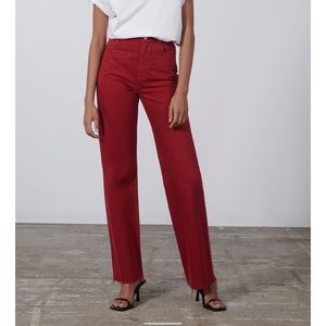 Zara The 90’s Full Length Jeans in Maroon